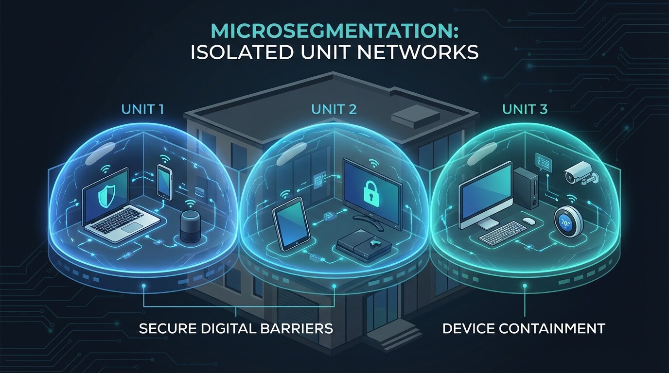 Micro-segmentation diagram showing isolated per-unit networks