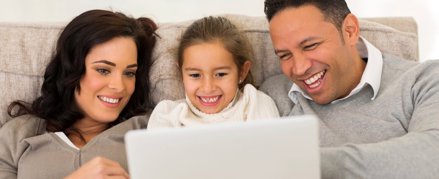 Family streaming on the couch using Fiber Stream WiFi